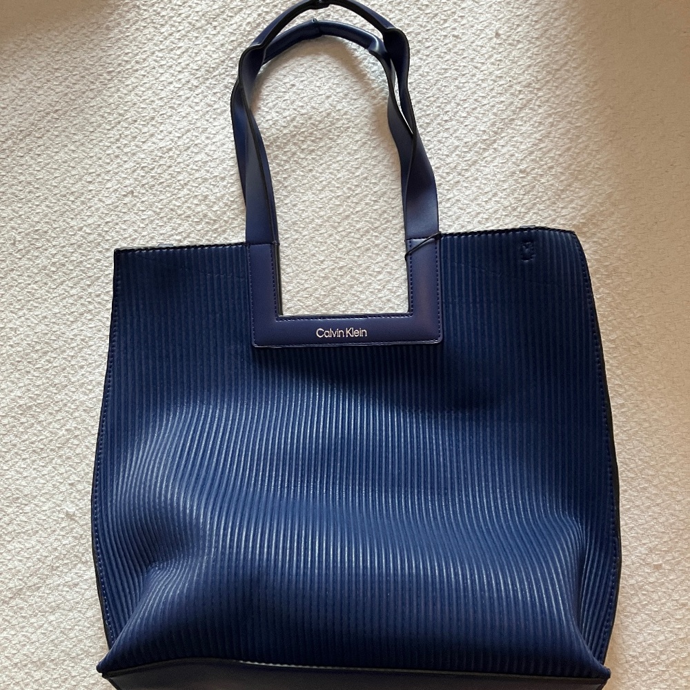 Calvin Klein Bette tote and clutch with straps, blue